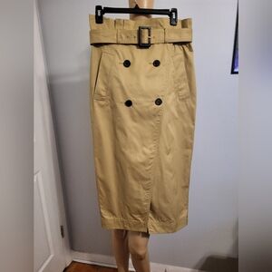 LOFT Tan Double-Breasted Pencil Skirt